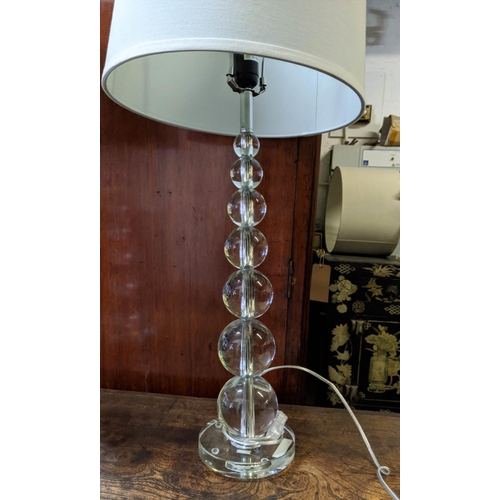 468 - TABLE LAMPS, a pair, 87cm H in Art Deco style, with sand coloured shades. (2)