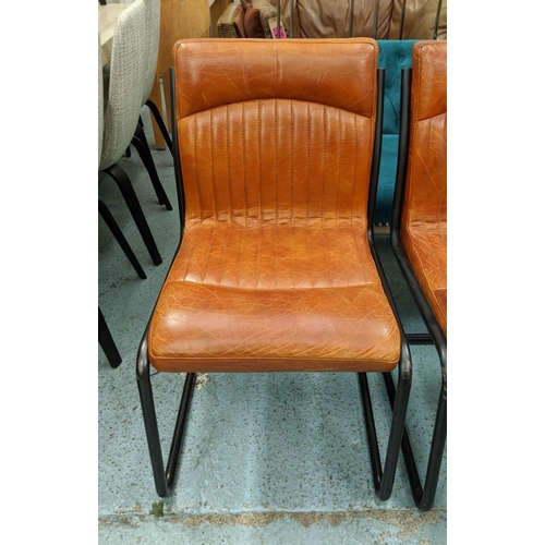 470 - DINING CHAIRS, each 52cm W, a set of four, brown leather. (4)