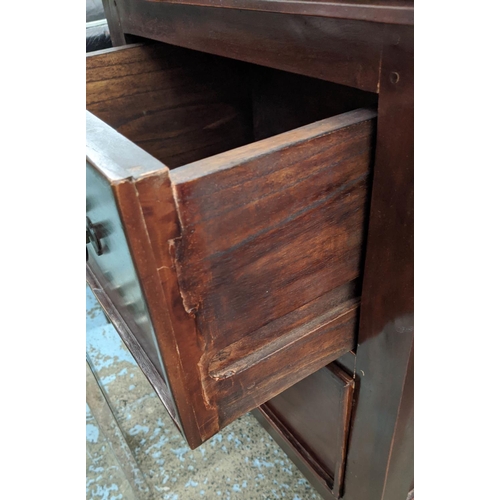 484 - CHEST OF DRAWERS, a paper, 55cm x 41cm x 76cm, with two drawers each, turned supports, dark stained ... 