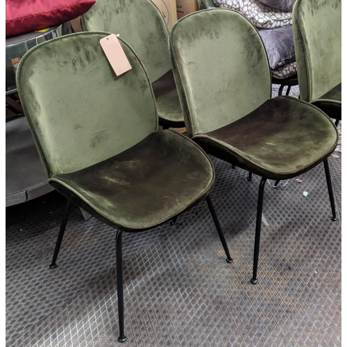 493 - AFTER GAMFRATESI BEETLE STYLE, a set of six, each 49cm W x 92cm h, green chenille. (6)