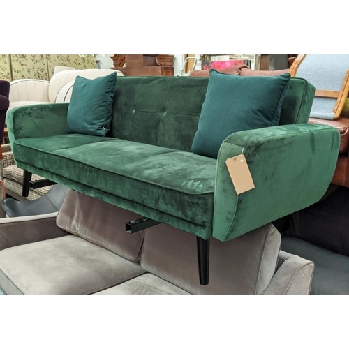 497 - SOFA, 200cm x 83cm, green chenille.