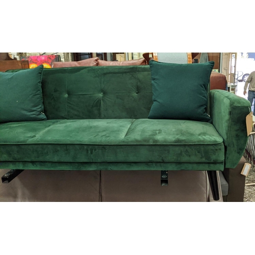 497 - SOFA, 200cm x 83cm, green chenille.