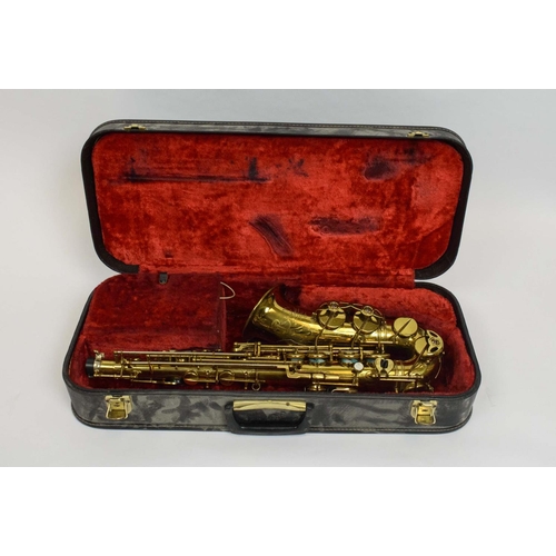 7 - HENRI SELMER BRASS SAXOPHONE, cased.