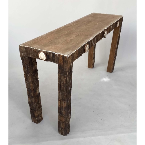 192 - ESTATE/LODGE TABLE, 76cm H x 141cm W x 41cm D, rectangular applied antler cladding with squirrel car... 