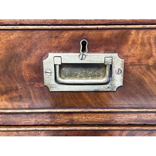 195 - PIER CHESTS, a pair, early Victorian flame mahogany each with veined carrara marble top, four drawer... 