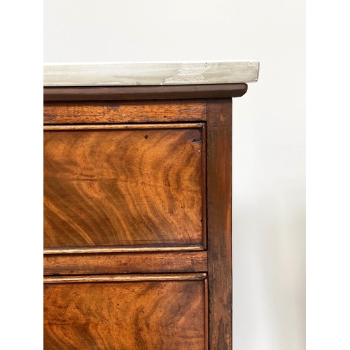 195 - PIER CHESTS, a pair, early Victorian flame mahogany each with veined carrara marble top, four drawer... 