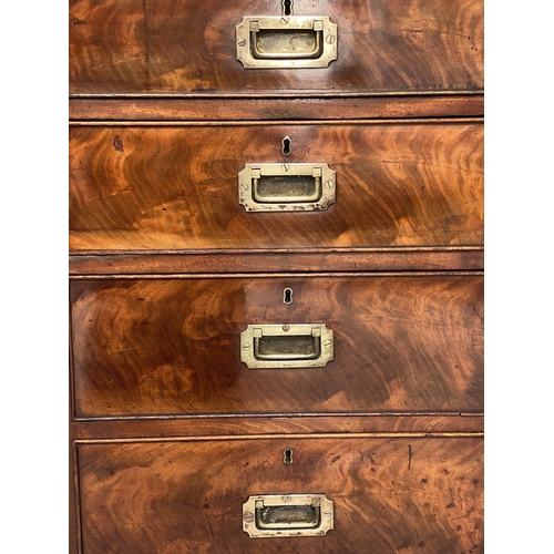 195 - PIER CHESTS, a pair, early Victorian flame mahogany each with veined carrara marble top, four drawer... 