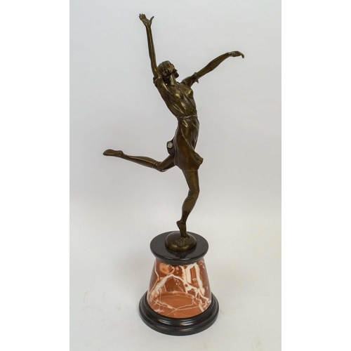 20 - BRONZE FIGURE, early 20th century style manner of Bruno Zach (1891-1945), a leaping dancer, signed o... 