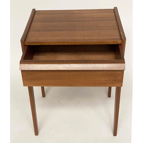 202 - LAMP TABLES BY YOUNGER, a pair, 1970s teak each with shallow gallery and drawer, 47cm W x 37cm D x 6... 