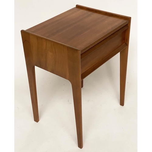 202 - LAMP TABLES BY YOUNGER, a pair, 1970s teak each with shallow gallery and drawer, 47cm W x 37cm D x 6... 