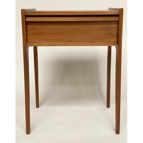 202 - LAMP TABLES BY YOUNGER, a pair, 1970s teak each with shallow gallery and drawer, 47cm W x 37cm D x 6... 