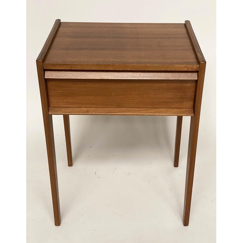 202 - LAMP TABLES BY YOUNGER, a pair, 1970s teak each with shallow gallery and drawer, 47cm W x 37cm D x 6... 