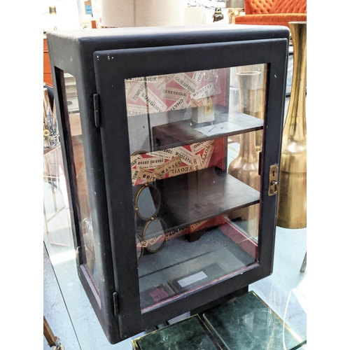 204 - GLAZED SHOP DISPLAY CABINET, 49cm x 30cm x 70cm vintage, 20th century, later painted finish with col... 