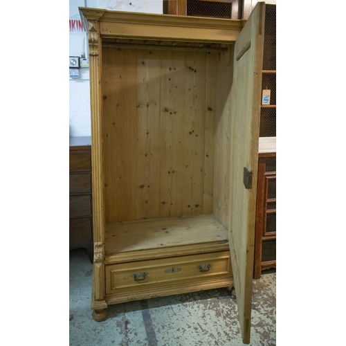 238 - ARMOIRE, 177ccm H x 103cm W x 58cm D, 19th century German pine with hanging rail, hooks and single d... 