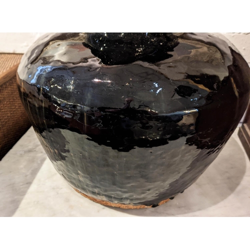 25 - POT, 38cm H x 37cm W, glazed earthenware.