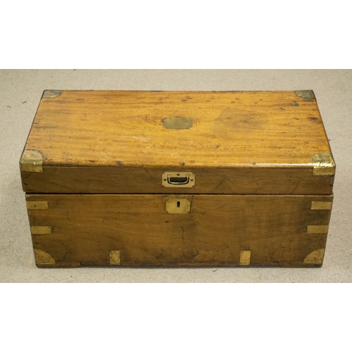 273 - TRUNK, 34cm H x 76cm x 38cm, 19th century Chinese export camphorwood and brass bound.