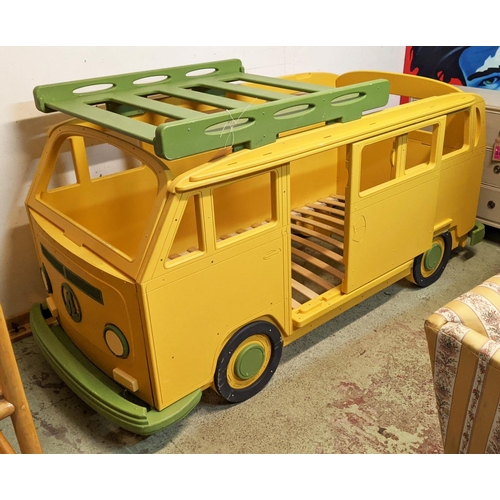 308 - CHILDS BED FRAME, 107cm W x 240cm L x 117cm H, in the form of a vintage camper van.