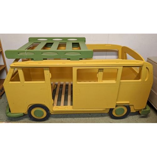 308 - CHILDS BED FRAME, 107cm W x 240cm L x 117cm H, in the form of a vintage camper van.