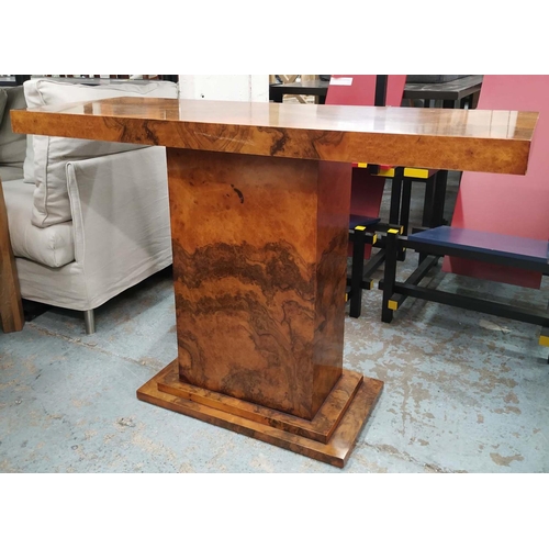 315 - CONSOLE TABLE, 115cm x 39cm, Art Deco style burr woold.