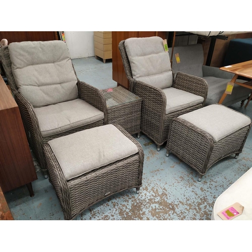 325 - SUPREMO AMALFI DUAL RECLINER SET, including two two reclining lounge chairs, 97cm H, two relaxer foo... 