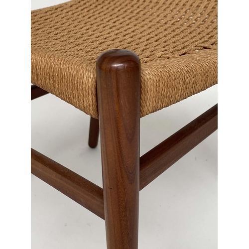 334 - DINING CHAIRS, a set of four Danish teak with paper cord woven seats. (4)