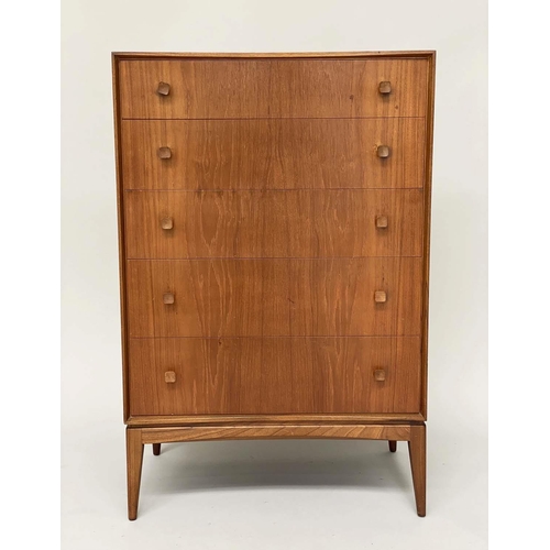 338 - MACKINTOSH CHEST, 1970's figured teak with five long drawers, 69cm x 45cm x 105cm H.