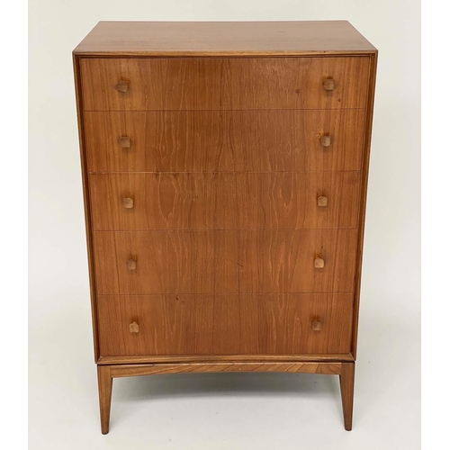 338 - MACKINTOSH CHEST, 1970's figured teak with five long drawers, 69cm x 45cm x 105cm H.