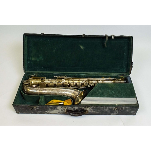 8 - COUESNON MONOPLOE SAXOPHONE SILVER PLATED, with inscription and case.