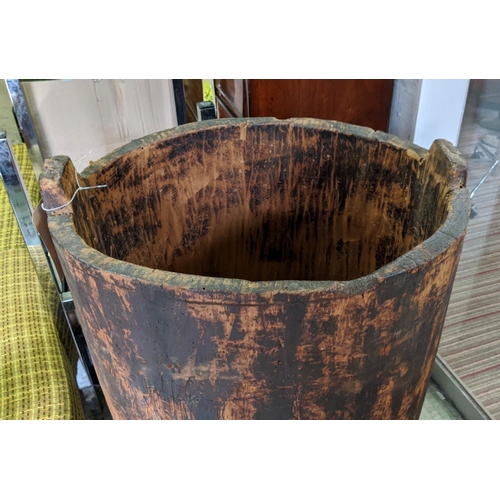 9 - GRAIN BUCKET,  Chinese elm of large proportions, 95cm H x 60cm W.