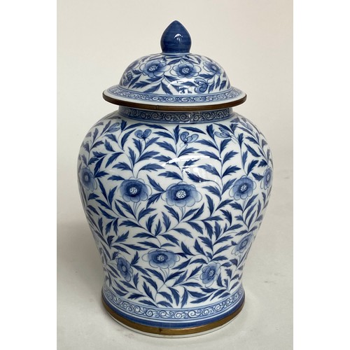 166 - GINGER JARS, a pair, Chinese blue and white ceramic with lids by Maitland Smith, 28cm H. (2)