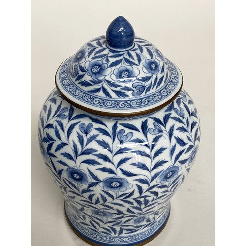 166 - GINGER JARS, a pair, Chinese blue and white ceramic with lids by Maitland Smith, 28cm H. (2)