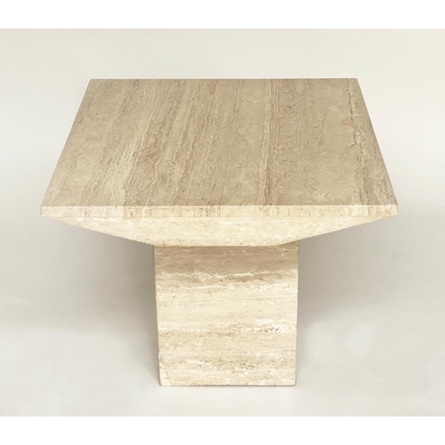 358 - SIDE TABLE, 1970s Italian travertine marble square with shaped sides and plinth, 60cm x 60cm x 50cm ... 