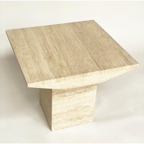 358 - SIDE TABLE, 1970s Italian travertine marble square with shaped sides and plinth, 60cm x 60cm x 50cm ... 