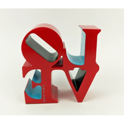 74 - AFTER ROBERT INDIANA (American 1928-2018), 'Love (red)' painted polystone sculpture, 15cm x 15cm x 7... 