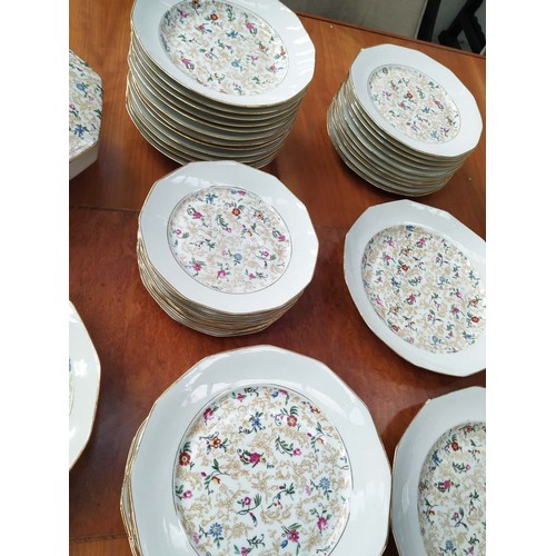 12 - LOURIOUX PART DINNER SET, comprising 20 plates, 9 smaller plates, 6 soup dishes, comport low comport... 