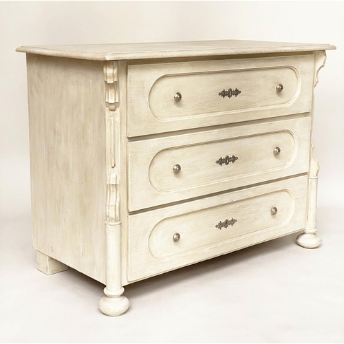 278 - COMMODE, 19th century French Napoleon III grey painted with three long drawers, 106cm x 80cm H x 53c... 