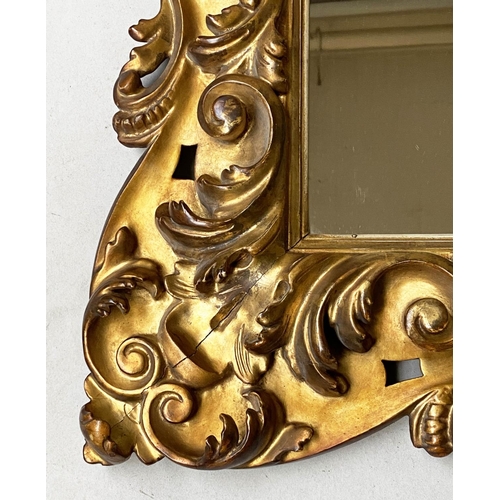 288 - WALL MIRROR, 19th century Florentine rectangular carved giltwood, 113cm W x 98cm H.