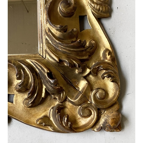 288 - WALL MIRROR, 19th century Florentine rectangular carved giltwood, 113cm W x 98cm H.