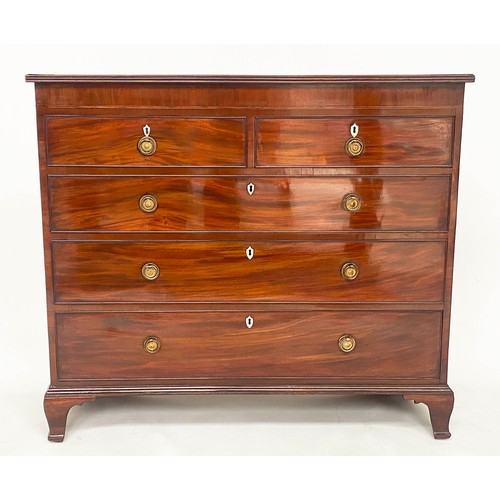 279 - SCOTTISH HALL CHEST, early 19th century mahogany of adapted shallow proportions with two short above... 