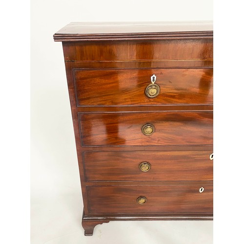 279 - SCOTTISH HALL CHEST, early 19th century mahogany of adapted shallow proportions with two short above... 