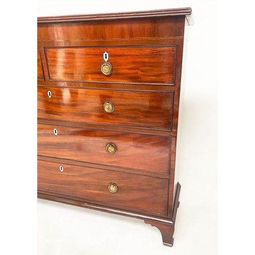 279 - SCOTTISH HALL CHEST, early 19th century mahogany of adapted shallow proportions with two short above... 