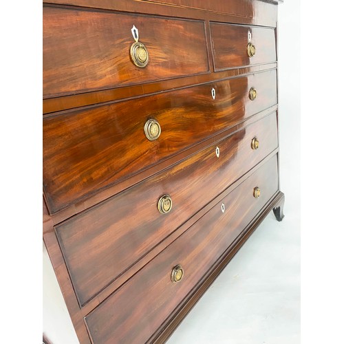 279 - SCOTTISH HALL CHEST, early 19th century mahogany of adapted shallow proportions with two short above... 