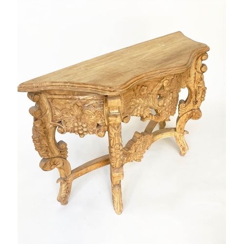 295 - CONSOLE TABLE, 120cm x 80cm H x 40cm D, Italian style, carved lime with shaped top and frieze, allov... 