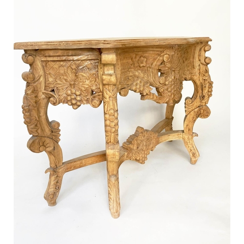 295 - CONSOLE TABLE, 120cm x 80cm H x 40cm D, Italian style, carved lime with shaped top and frieze, allov... 