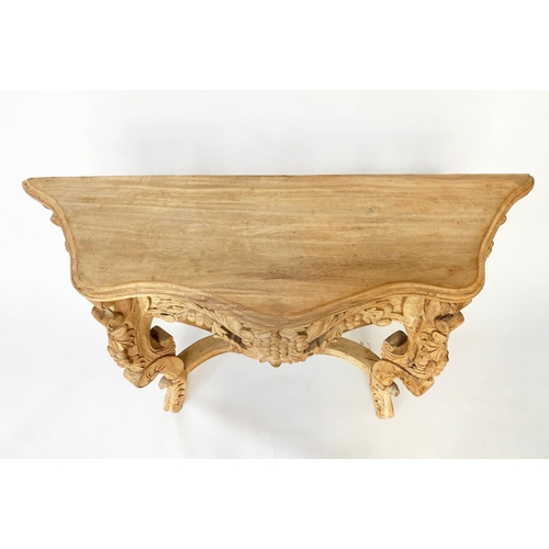 295 - CONSOLE TABLE, 120cm x 80cm H x 40cm D, Italian style, carved lime with shaped top and frieze, allov... 