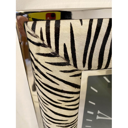 435 - WALL CLOCK, faux zebra detail, contemporary, 81cm x 81cm x 11cm.