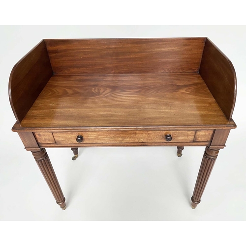 135 - WRITING TABLE, English early 19th century mahogany in the manner of Gillows with 3/4 gallery, full w... 