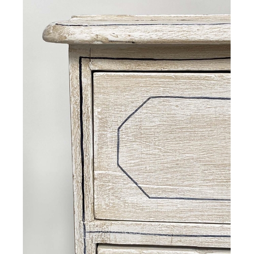 143 - CHEST, Victorian traditionally grey panelled and lined with two short above three long drawers, 98cm... 