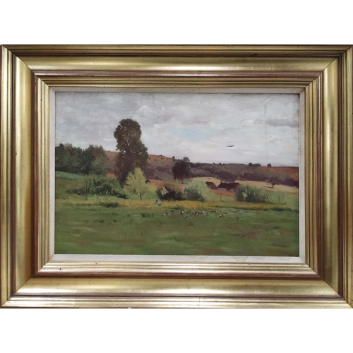 46 - ATTRIBUTED TO CAMPBELL-MELLON 'Landscape with Figure', oil on canvas, 37cm x 52cm, with signature, f... 