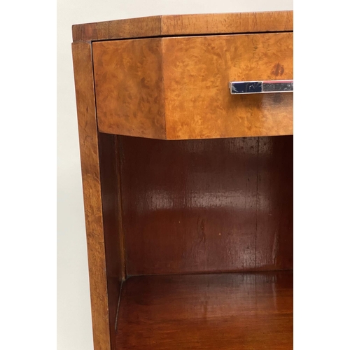 126 - ART DECO SIDE CABINET, early 20th century, birds eye maple with drawers, cupboards and shelves, 137c... 